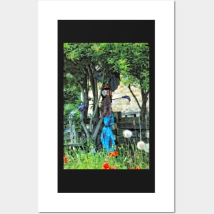 Summer Garden Scarecrow Lady for gardeners and vegetable growers Posters and Art
